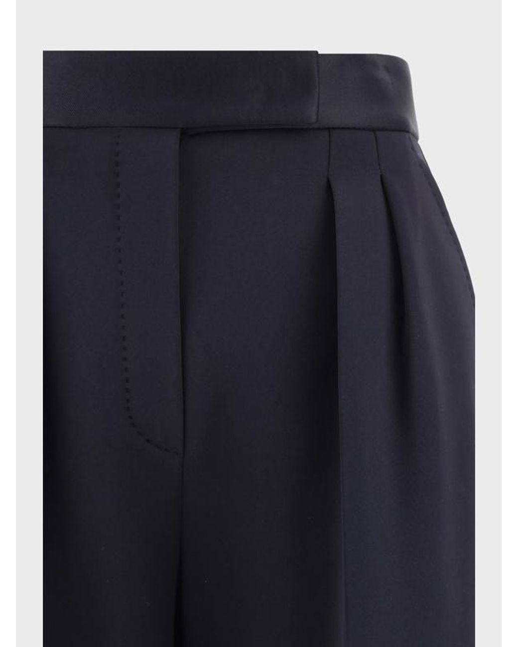 Max Mara Blue Zinnia Pleat Detailed High Waist Pants