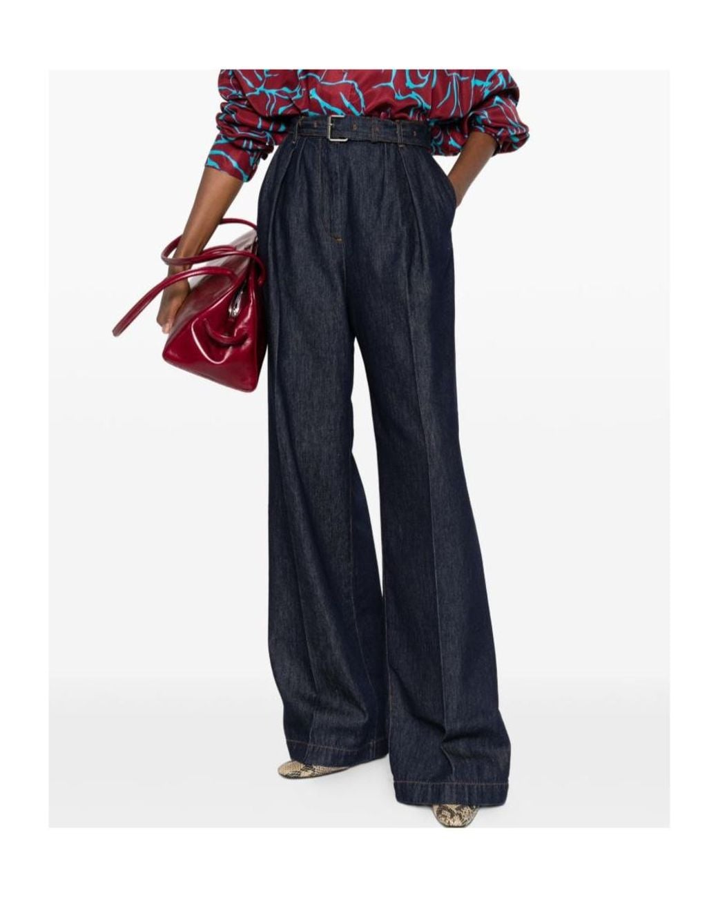 Dries Van Noten Blue Buckle Casual Pants