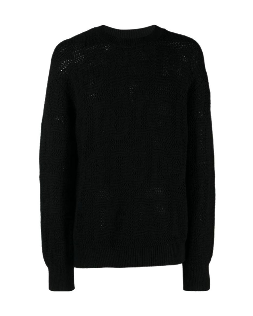 Dolce & Gabbana Black Logo-Jacquard Drop Shoulder Jumper for men