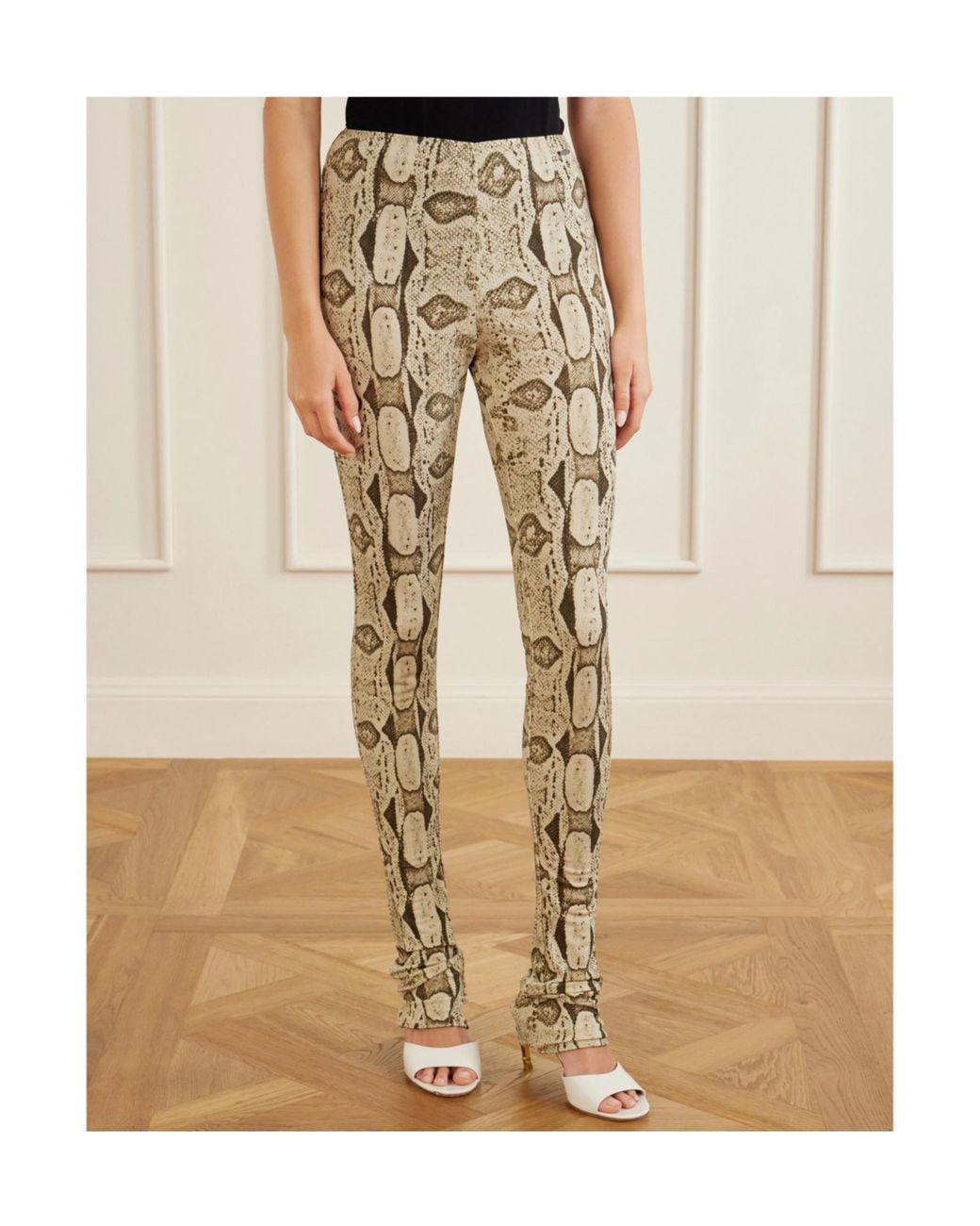Gucci Metallic Snake-Print Casual Trousers