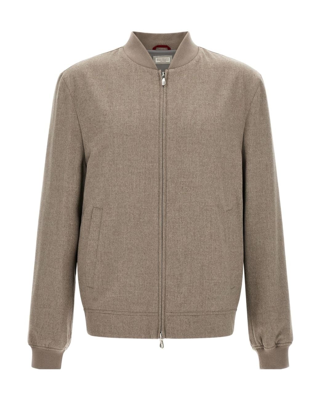 Brunello Cucinelli Gray Long-Sleeved Zip-Up Bomber Jacket for men