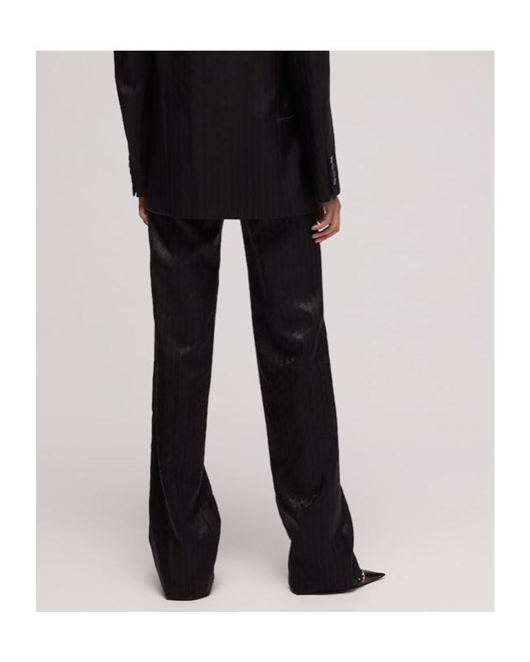 Gucci Black Pinstripe Wool Silk Pants