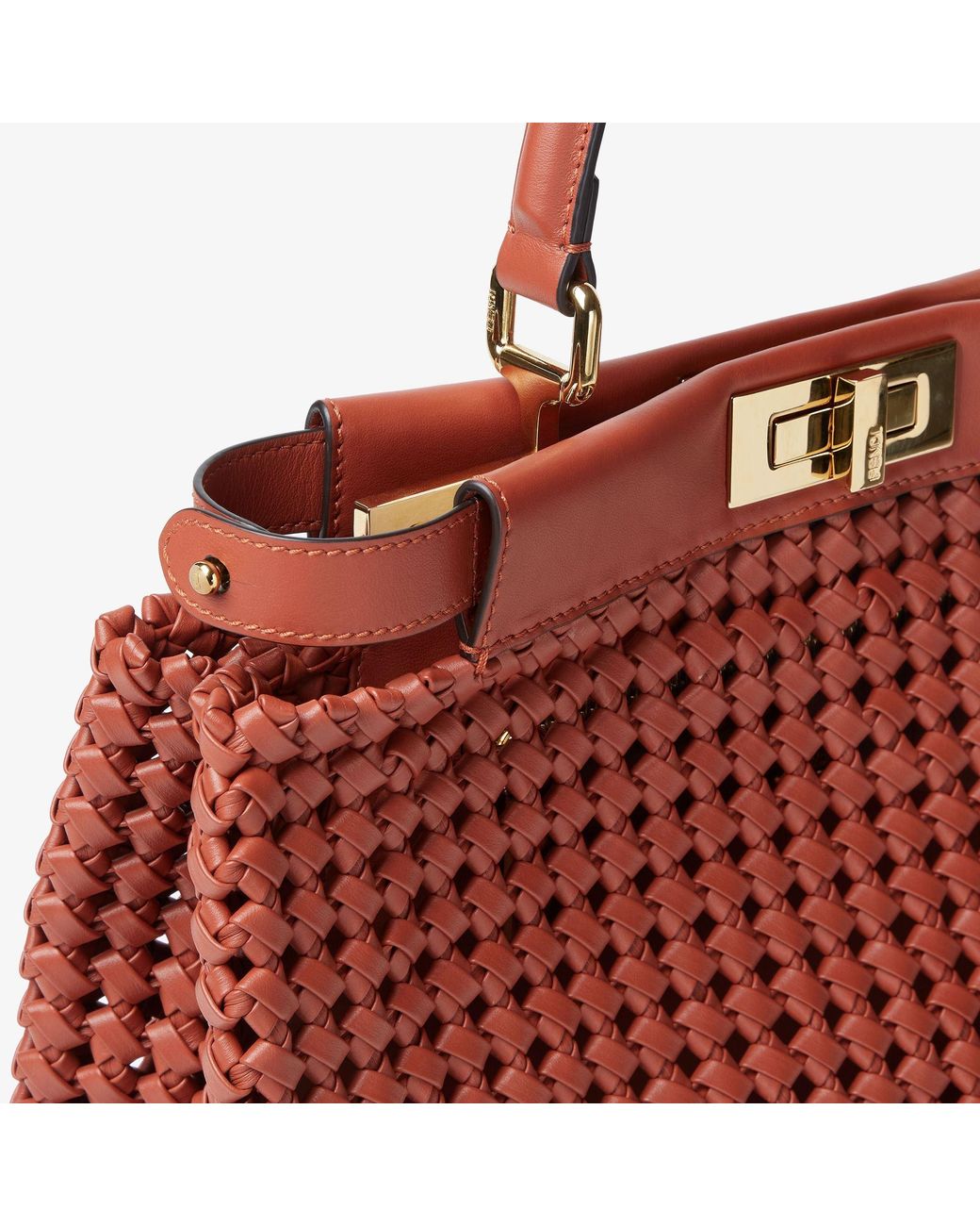 Fendi Red Sienna Interlaced Leather Bag