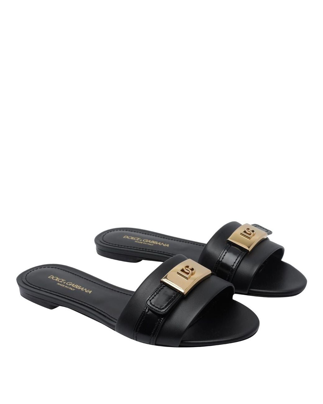 Dolce & Gabbana Black Logo Plate Slides
