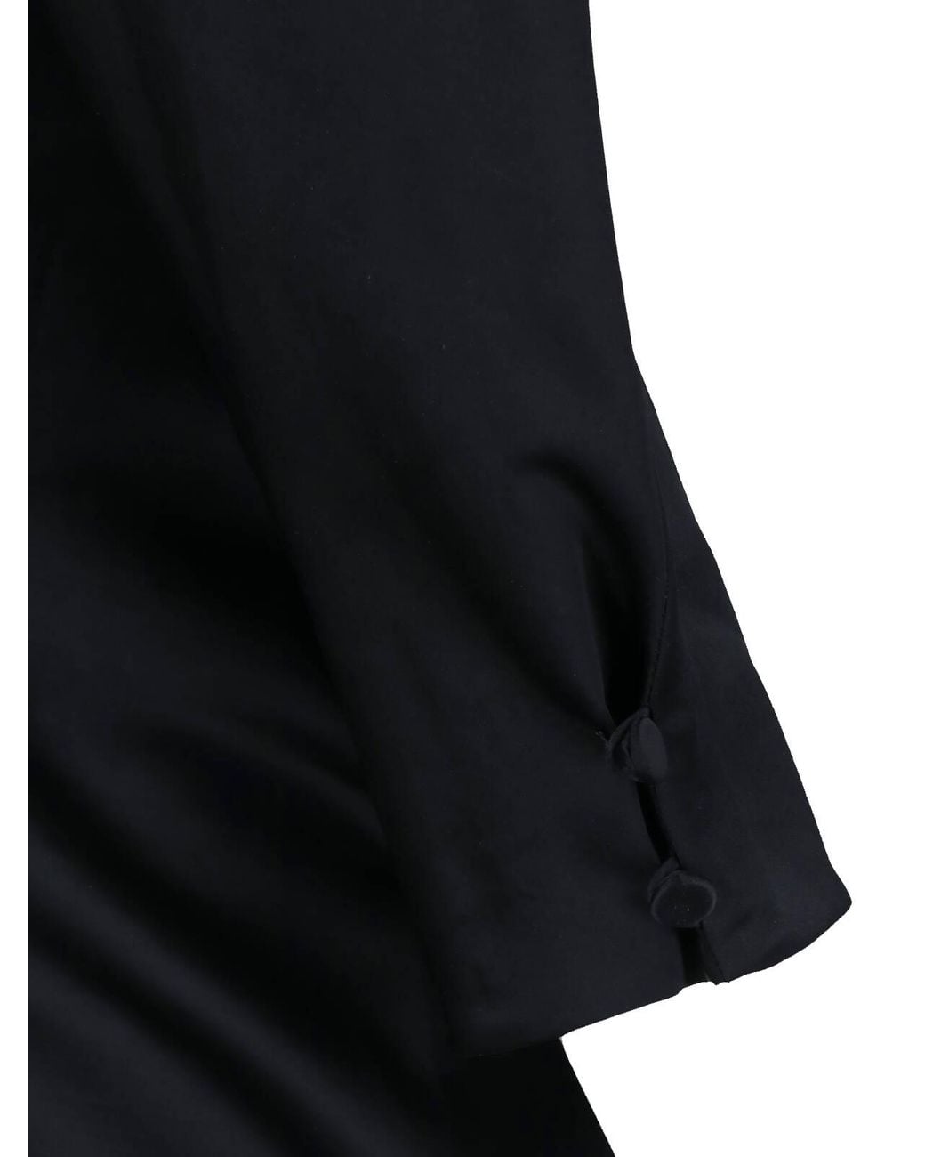 Khaite Black Satin Turtleneck Midi Dress