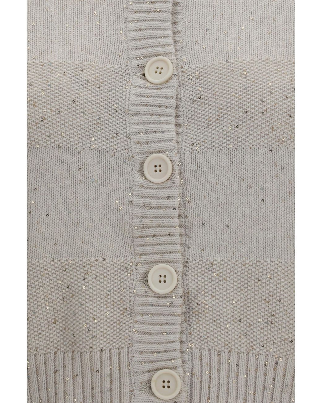 Brunello Cucinelli White Textured Stripe Cardigan