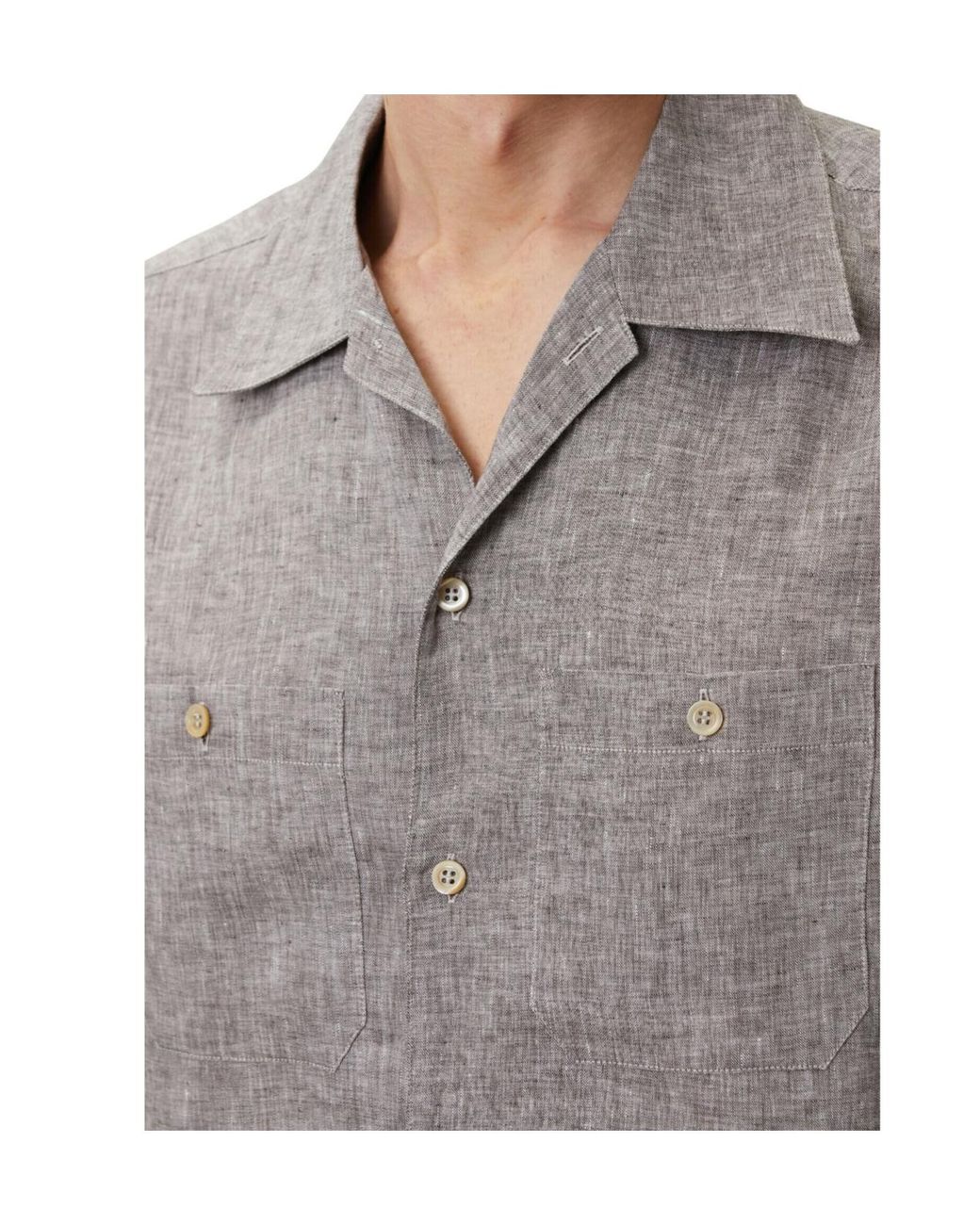Brunello Cucinelli Gray Mélange-Effect Button-Up Shirt for men