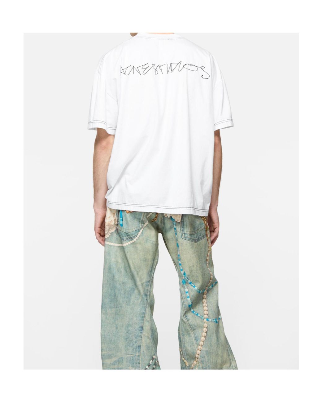 Acne White Logo-Print T-Shirt for men