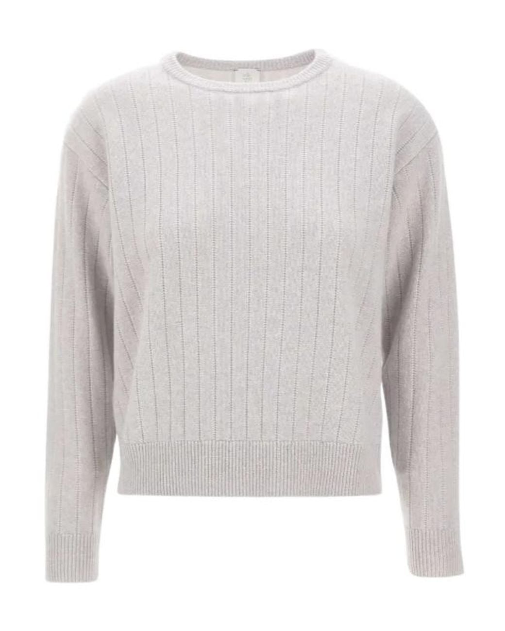 Eleventy Gray Ribbed Crew-Neck Sweater