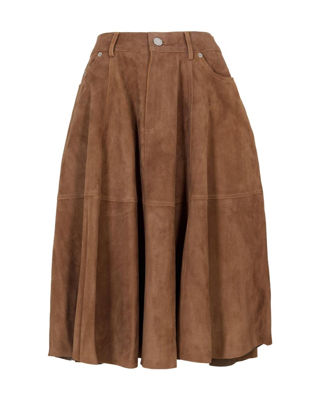 AMI Brown Midi Skirt