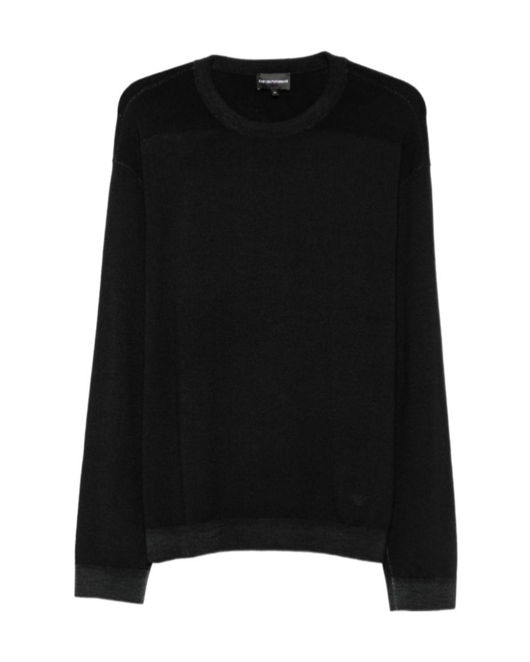 Emporio Armani Black Crew-Neck Long-Sleeve Sweater for men