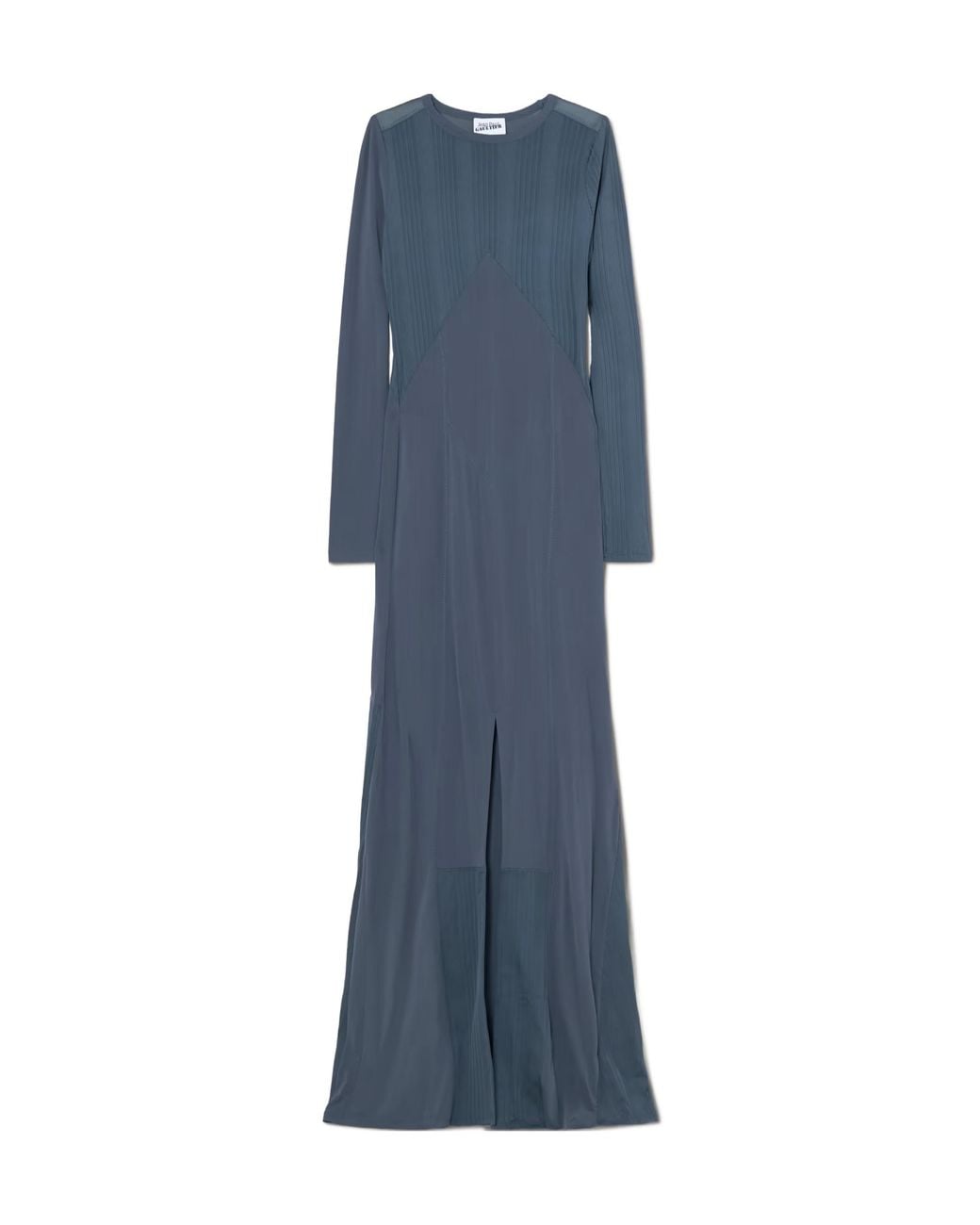 Jean Paul Gaultier Blue Patchwork Ribbed Stretch Knit Long Dress