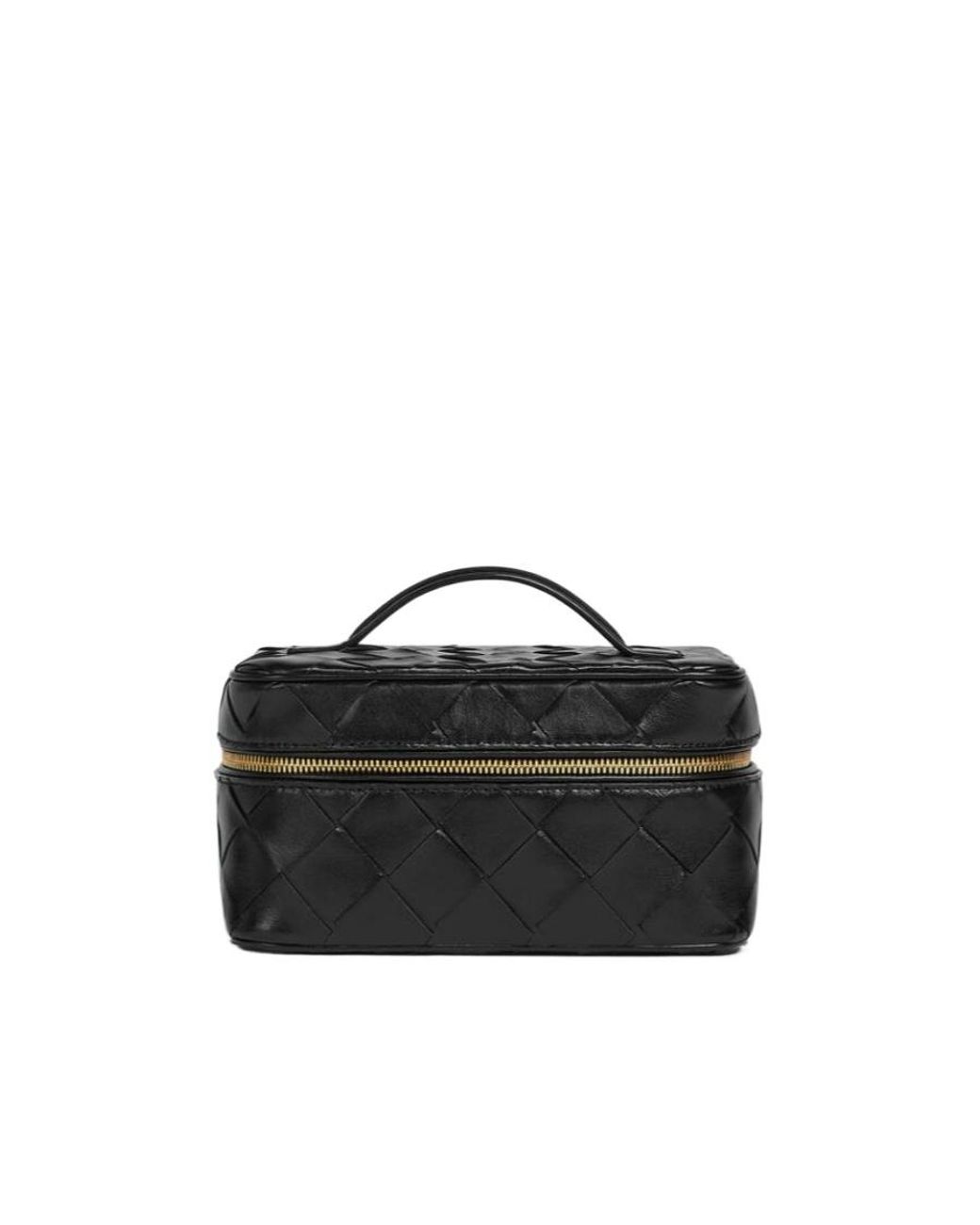 Bottega Veneta Black Intrecciato East West Zipped Vanity Case