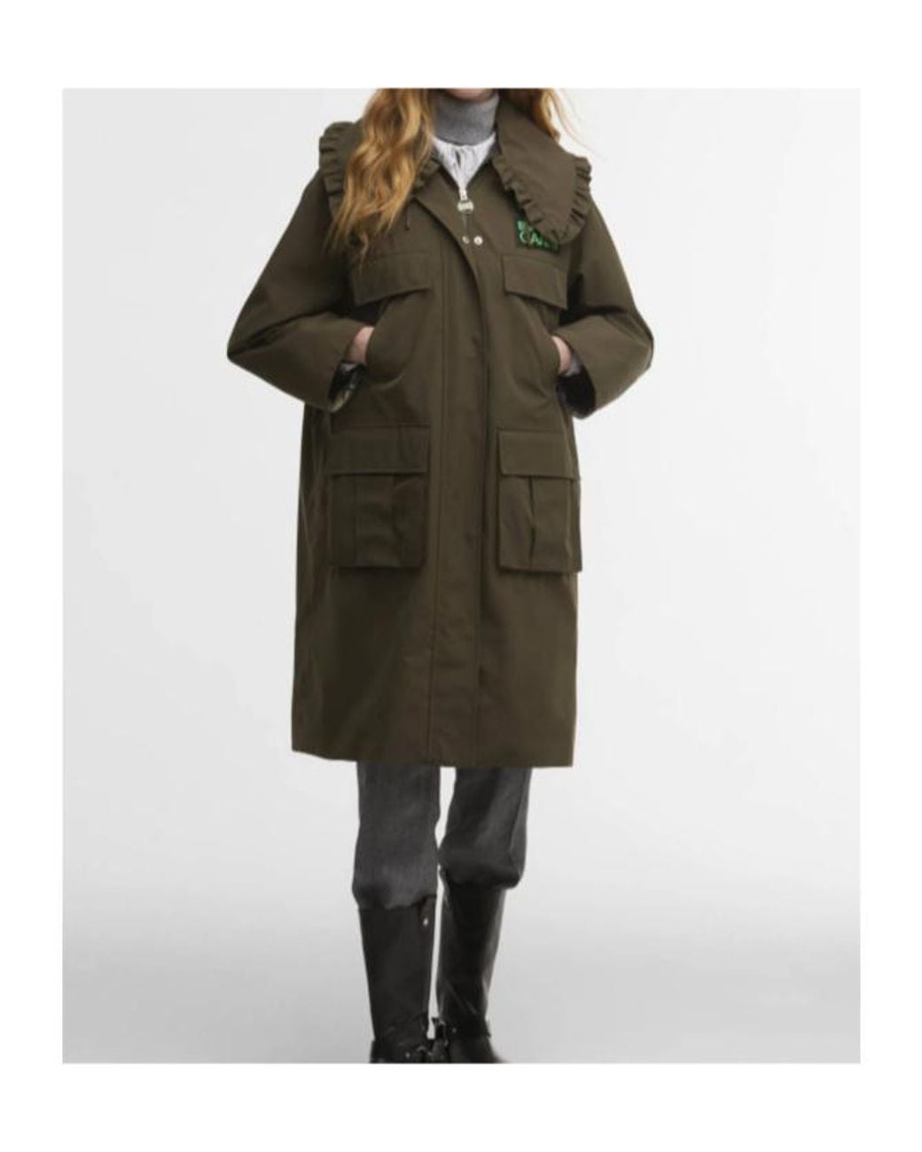 Barbour Green X Ganni Waterproof Parka Jacket
