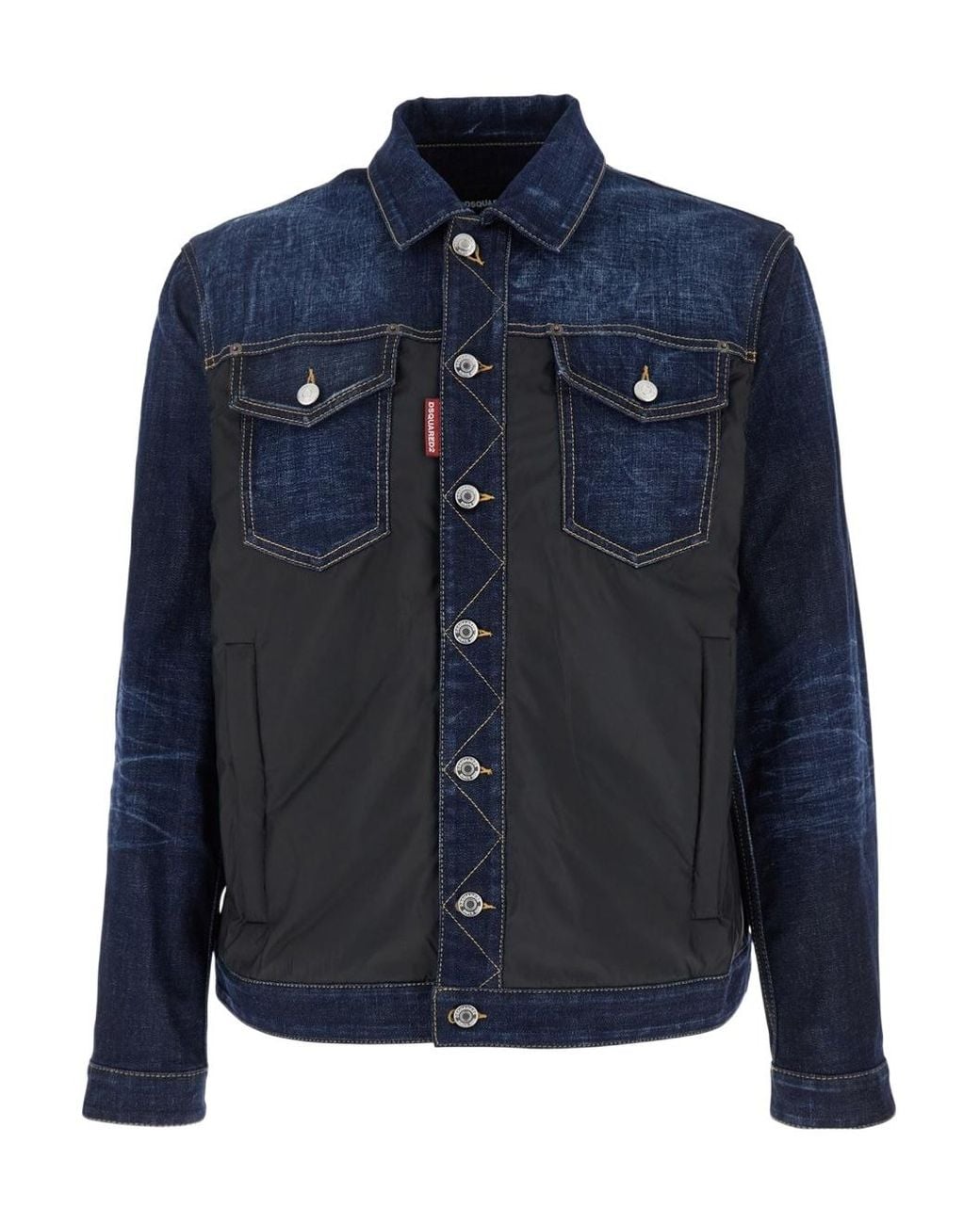 DSquared² Blue Two-Toned Button-Up Denim Jacket for men