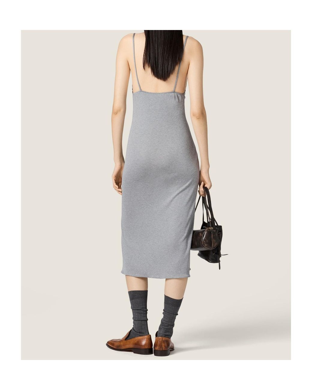 Miu Miu Gray Silk Jersey Dress