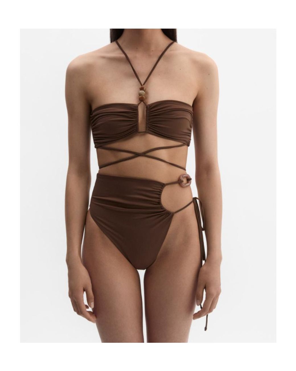 Magda Butrym Brown High-Waist Swim Bottoms