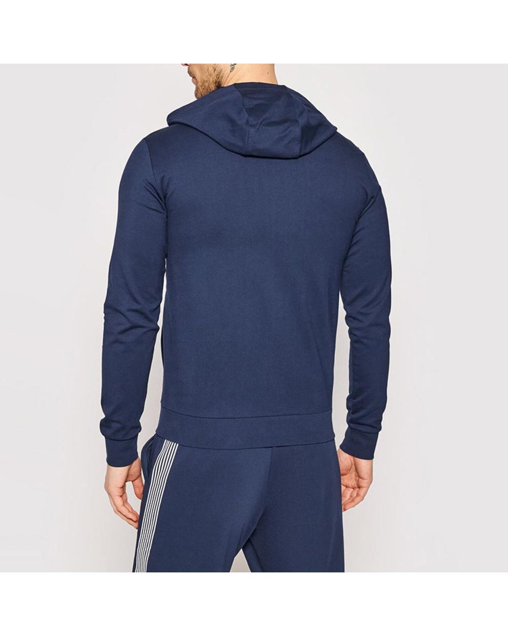 EA7 Blue Logo Hooded Casual Jacket for men