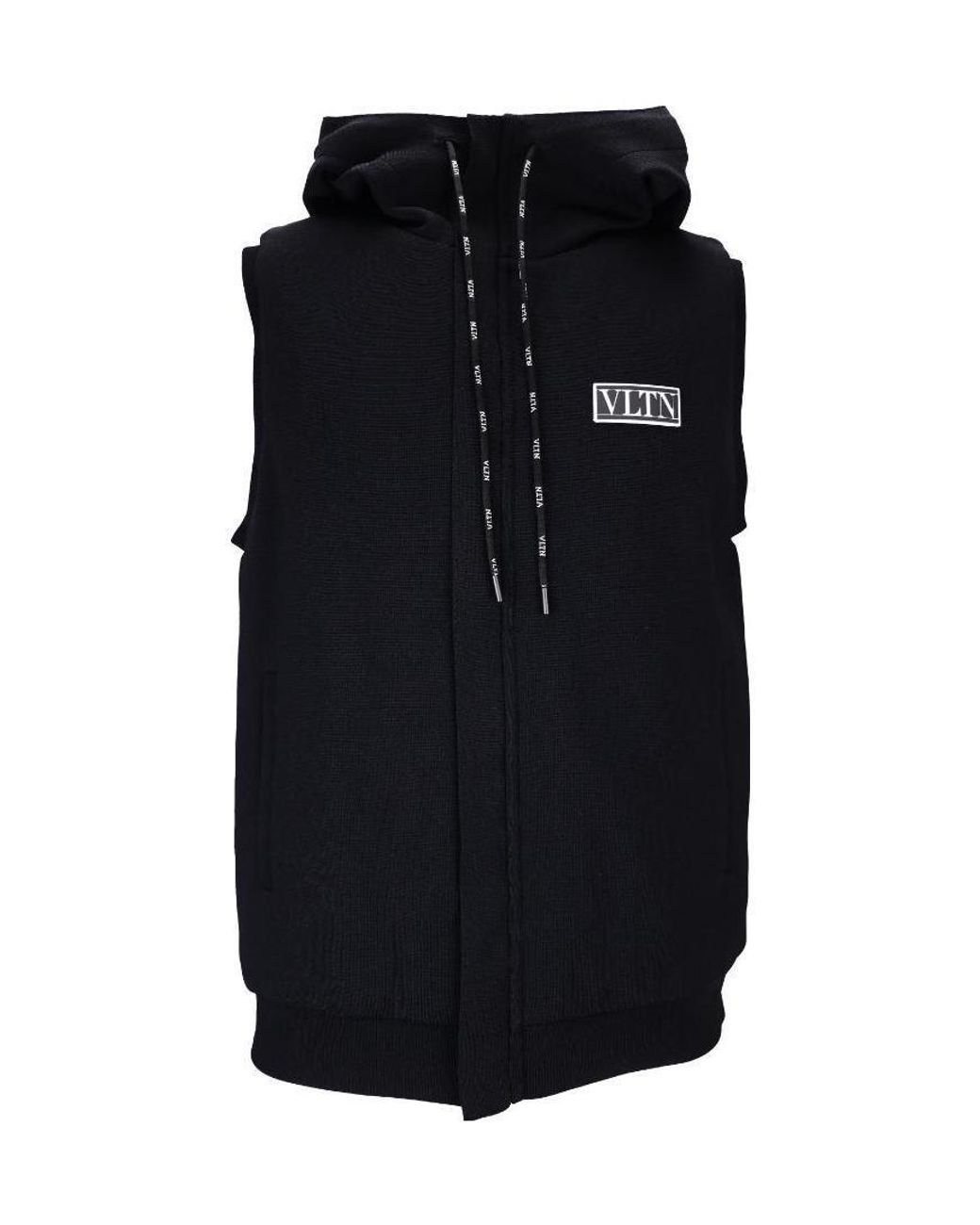 Valentino Black Vltn Hooded Gilet for men