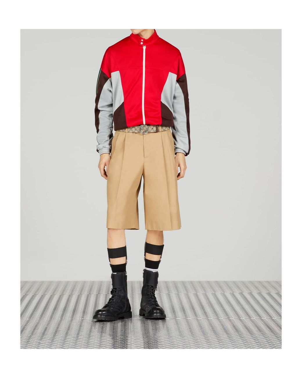 Gucci Red Panelled High-Neck Jacket for men