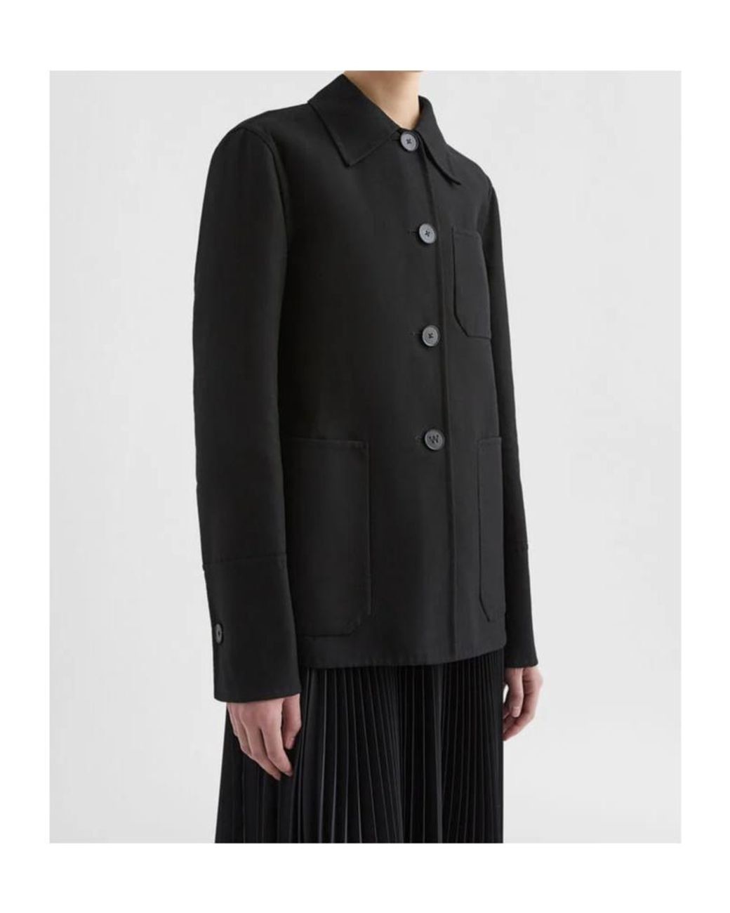Jil Sander Black Button-Up Curved Hem Shirt Jacket