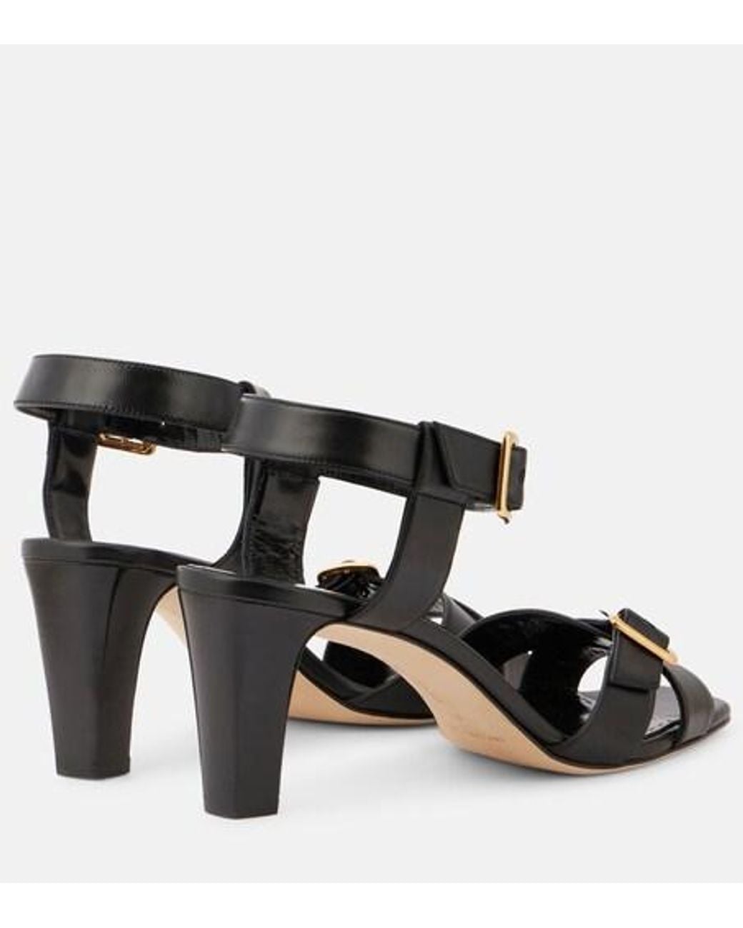 Manolo Blahnik Black Solid Color Leather Sandals