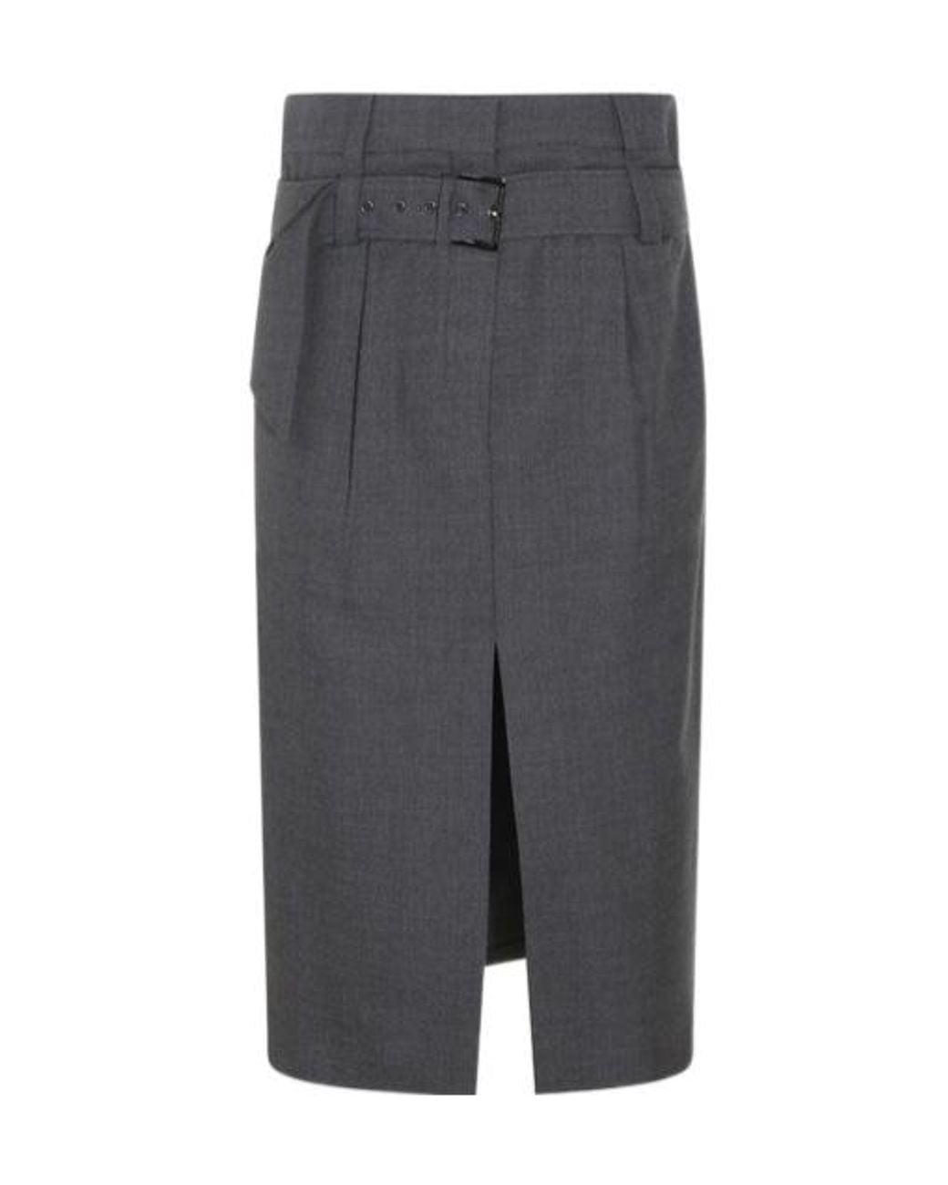 Brunello Cucinelli Gray Belted Skirt