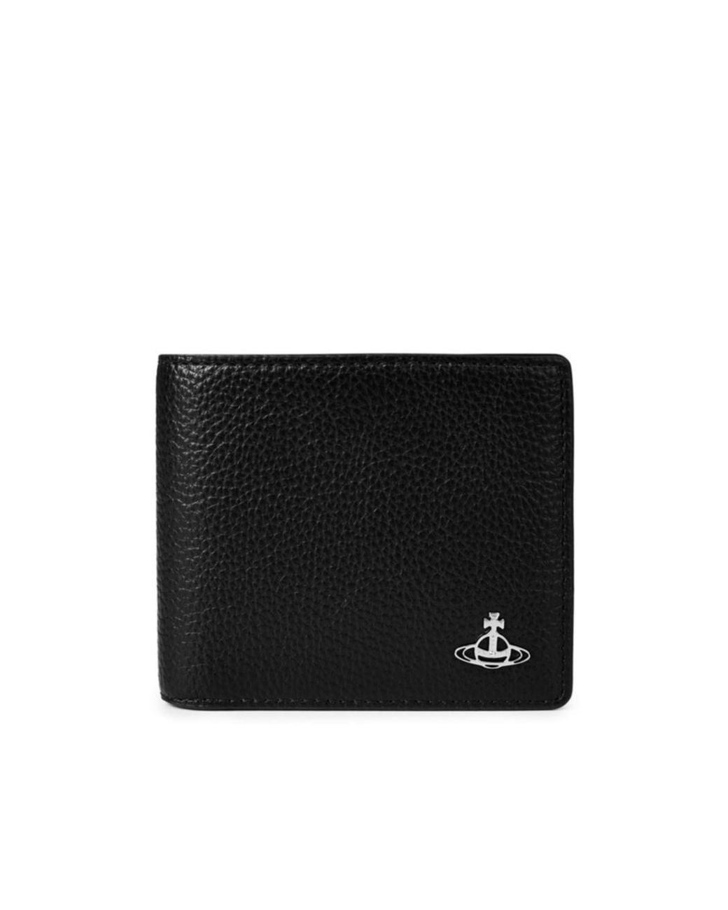 Vivienne Westwood Black Textured Leather Milano Billfold Wallet for men