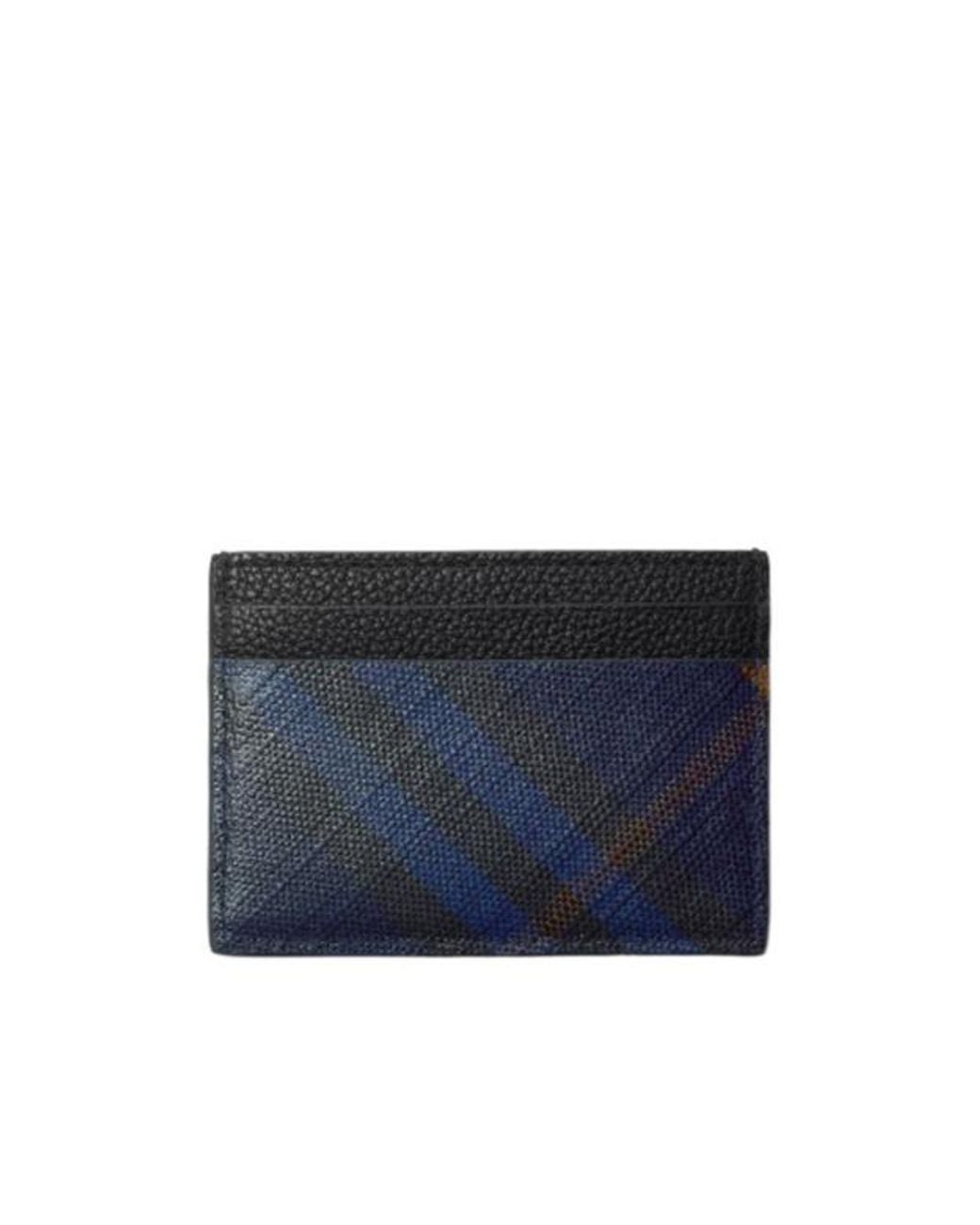 Burberry Blue Check Printed Card Holder for men