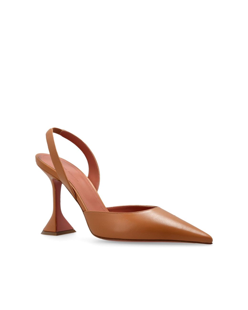 AMINA MUADDI Brown Pointed-Toe Ankle-Wrap High Heels
