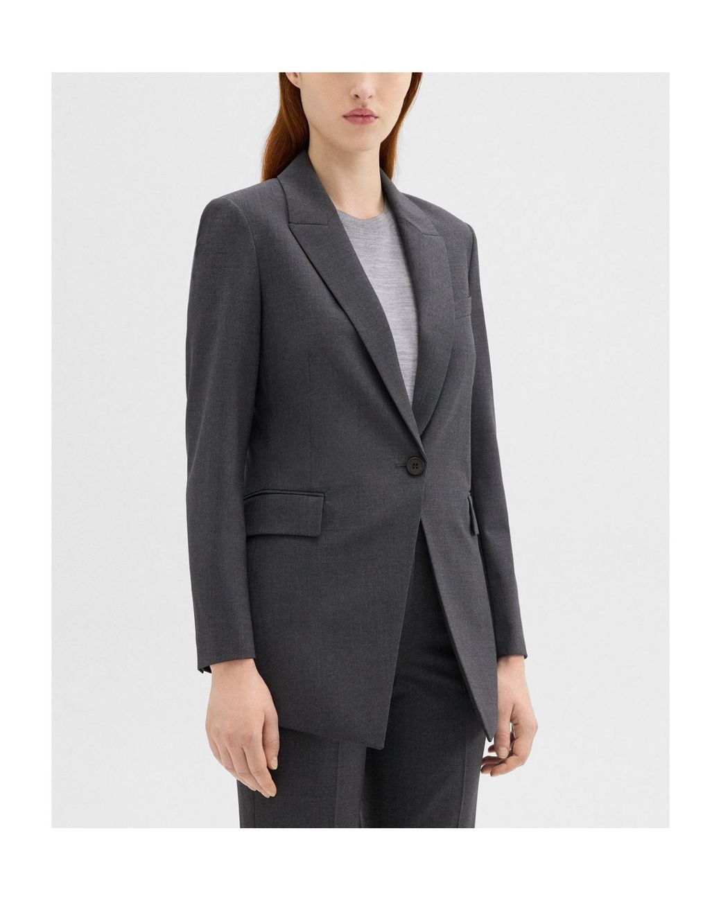 Theory Black Single-Breasted Tailored Blazer