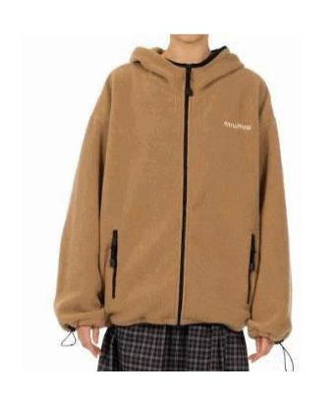 Miu Miu Natural Cotton Fleece Zipper Hoodie