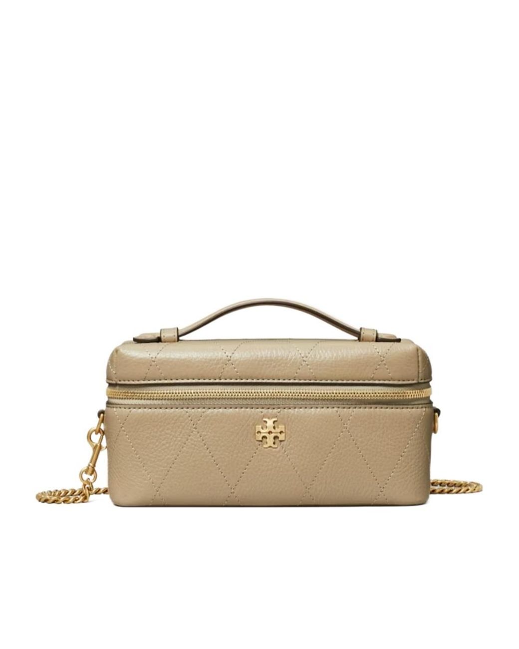 Tory Burch Natural Charlie Quilted Vanity Case