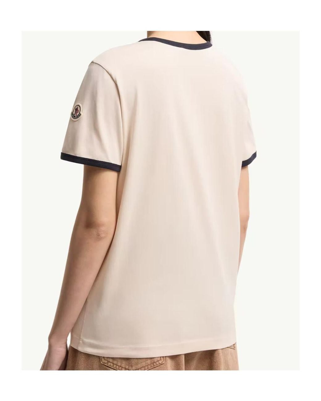 Moncler Natural Logo Embroidered Crewneck T-Shirt