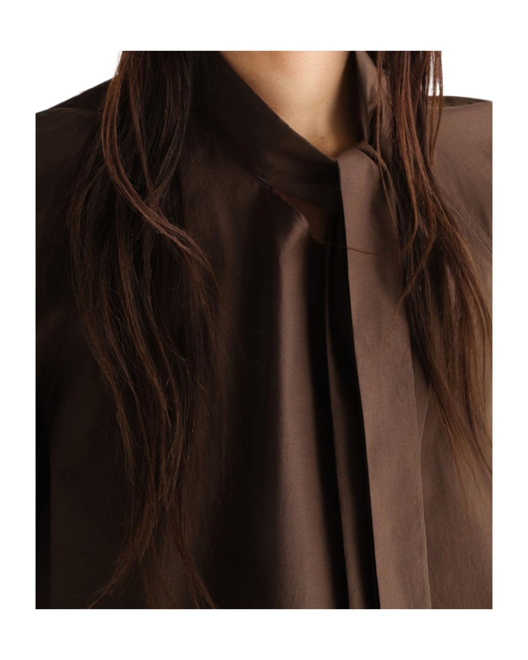 Lemaire Brown Ascot Tie-Neck Blouse