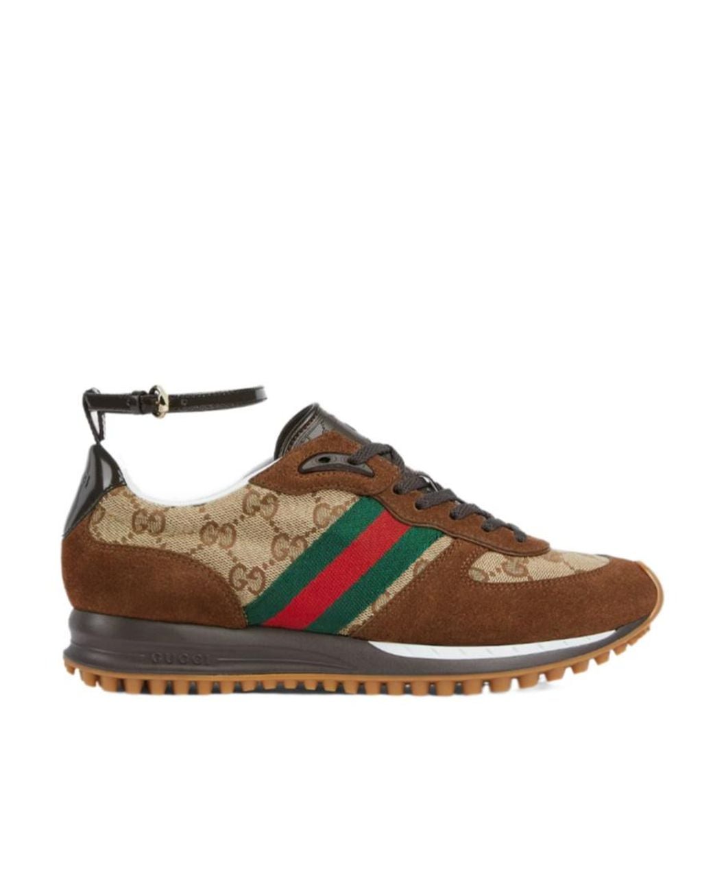 Gucci Brown Gg Supreme Web-Stripe Sneakers