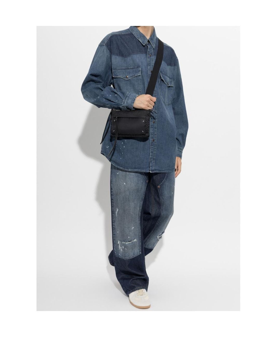 Maison Margiela Blue Long-Sleeved Denim Shirt for men