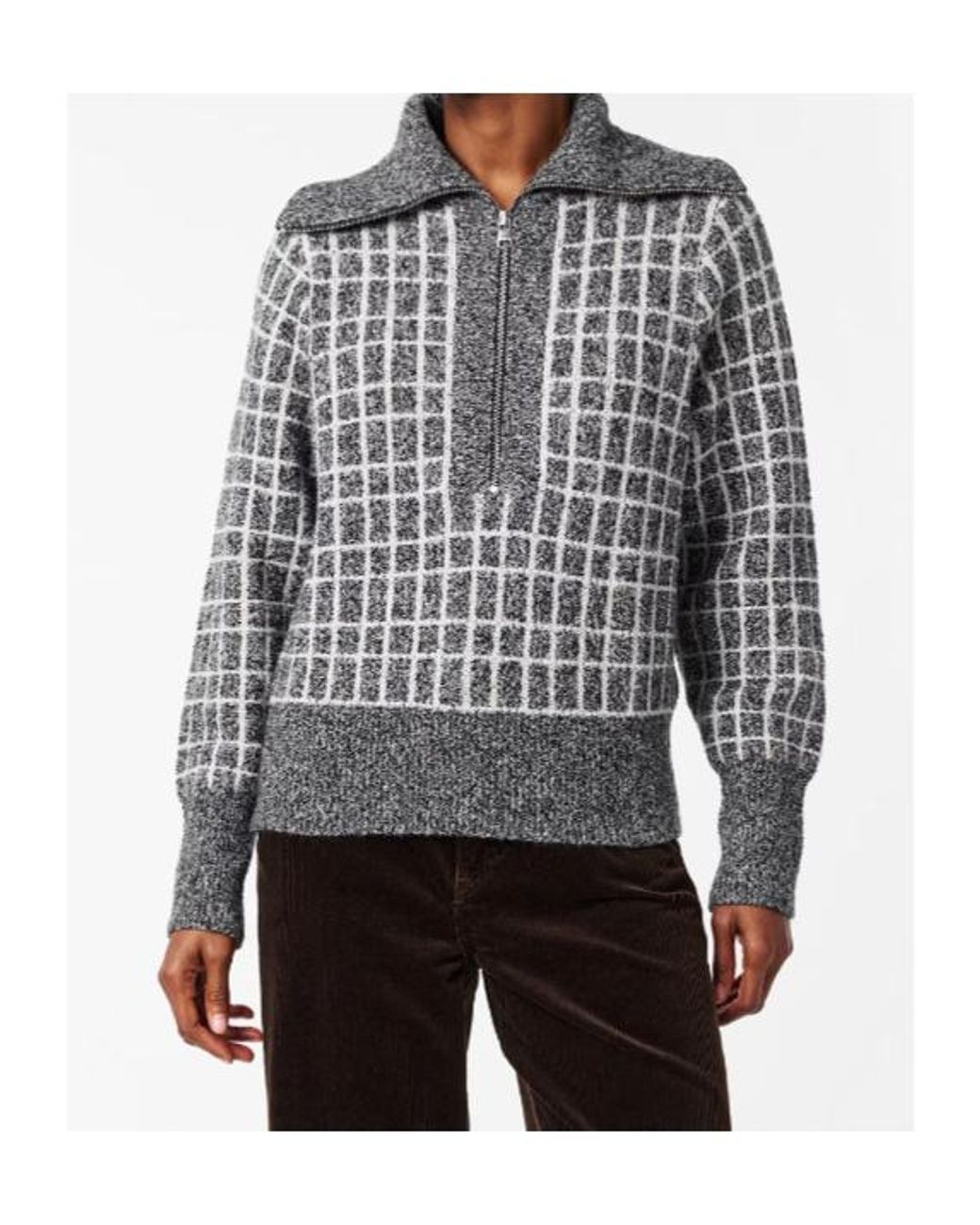 Varley Gray Half-Zip Knit Sweater