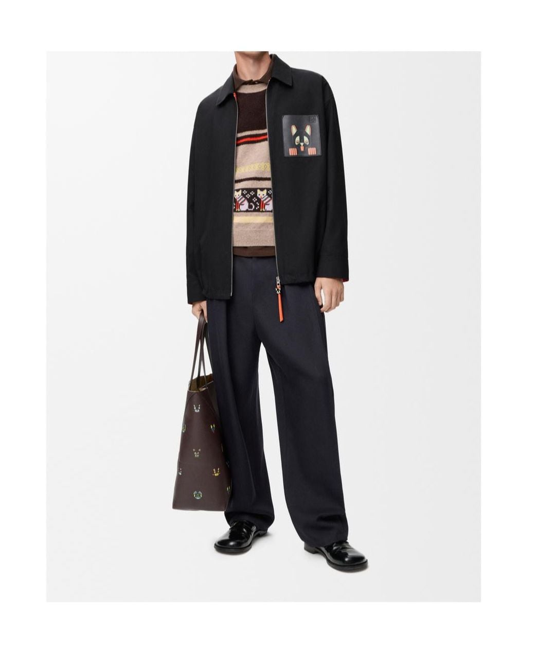 Loewe Black Futurist Cat Printed Overshirt for men