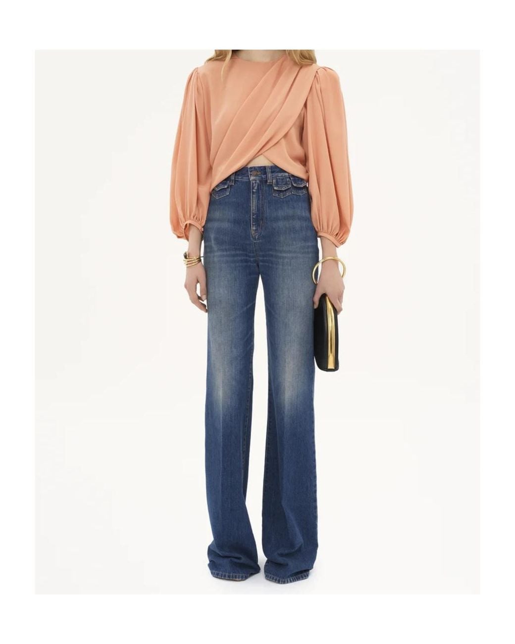 Chloé Natural Chloé Draped Cropped Top