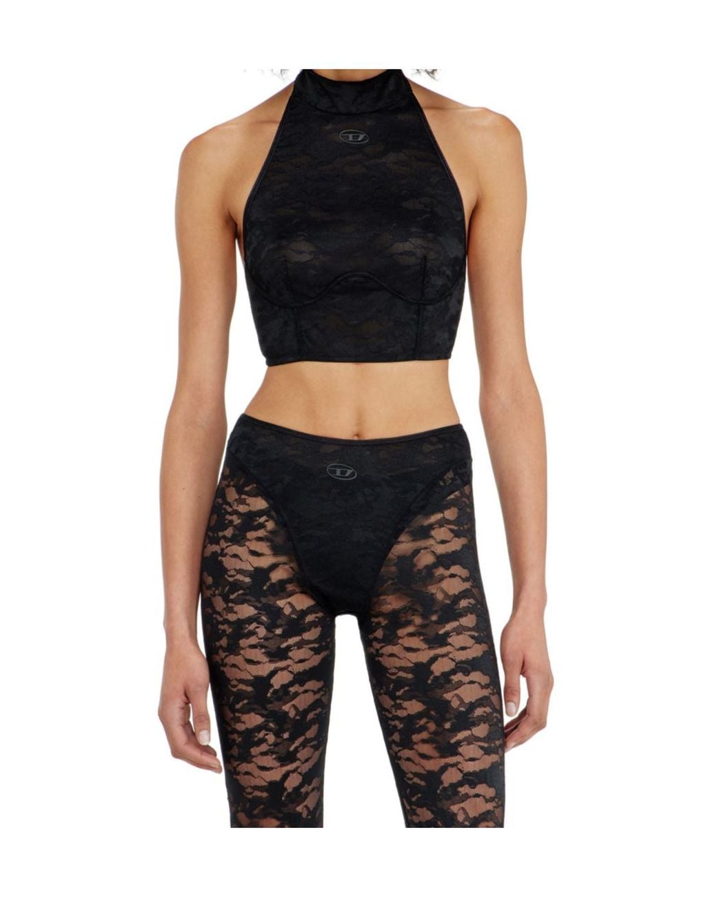 DIESEL Black Marcia Utlt Lace Halterneck Bra