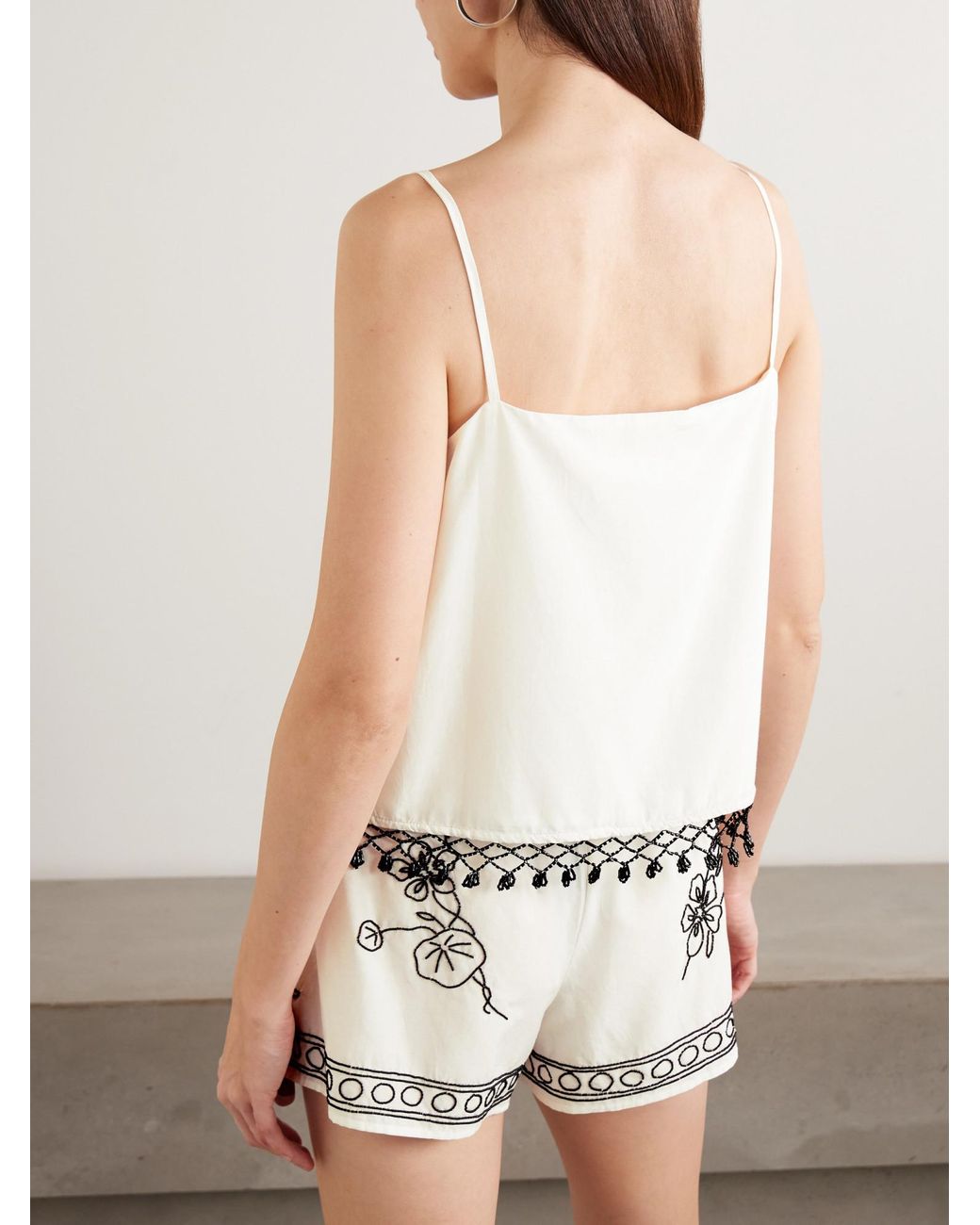 Bode White Rosebloom Floral-Print Tank Top