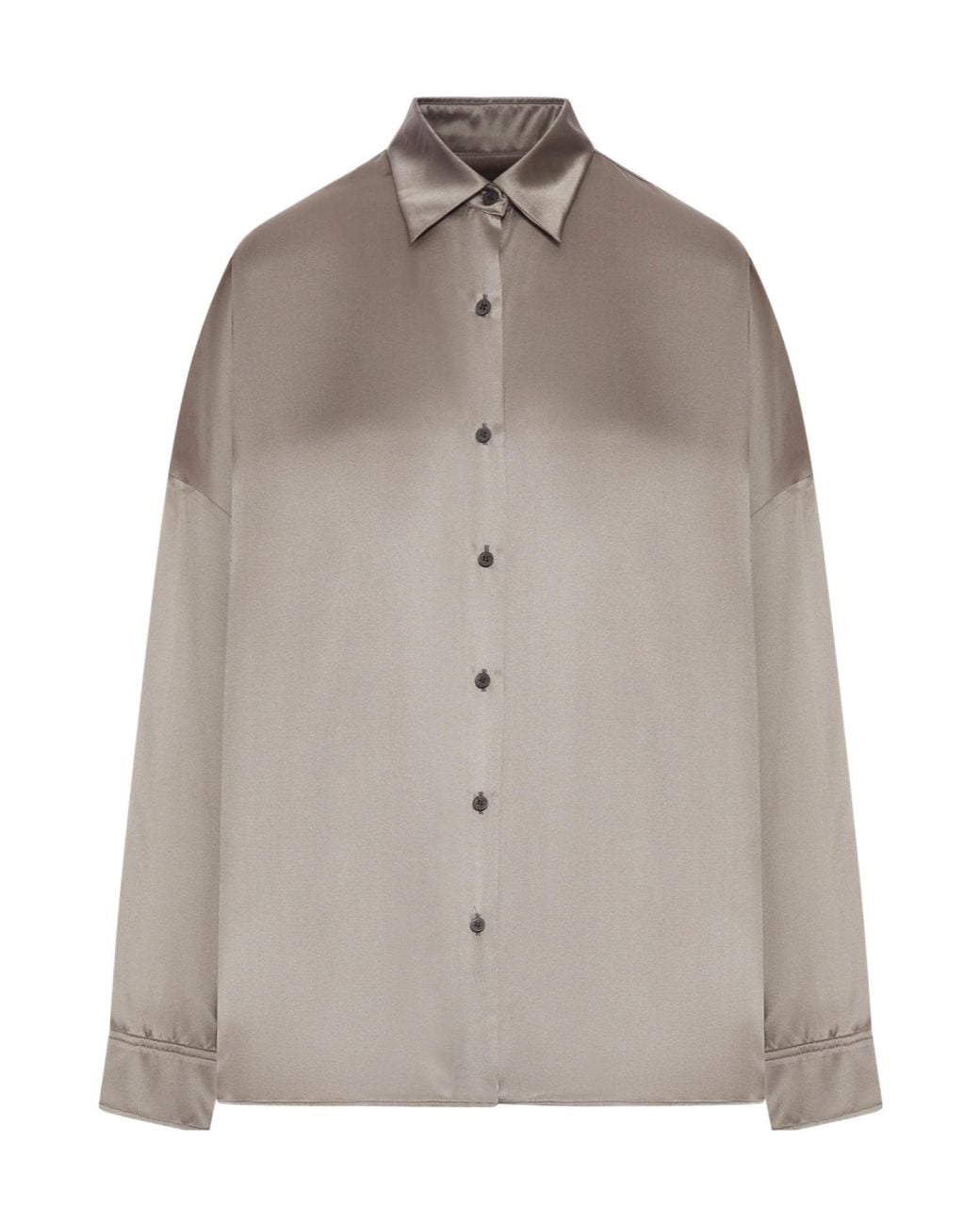 Dries Van Noten Brown Satin-Effect Silk Shirt