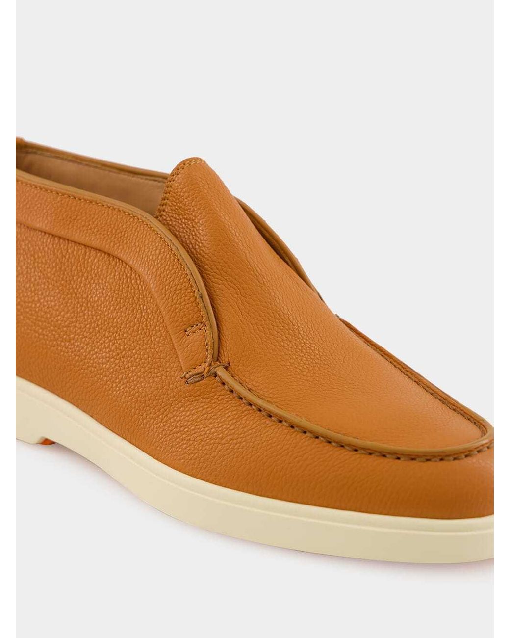 Santoni Brown Leather Slip-On Boots