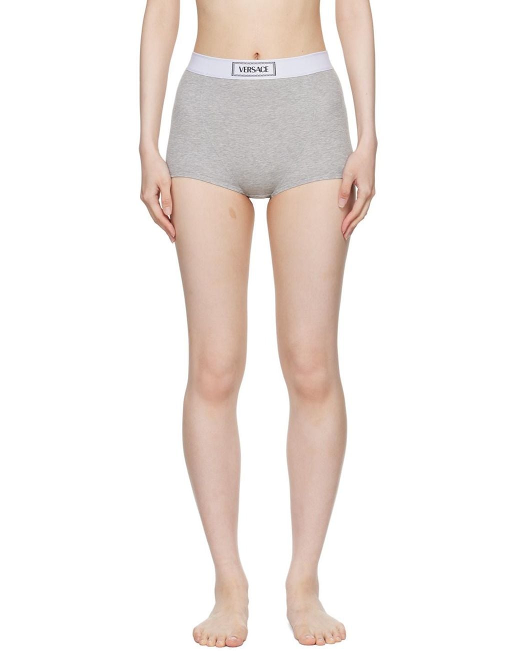 Versace Natural 90S Logo-Waistband Ribbed Briefs