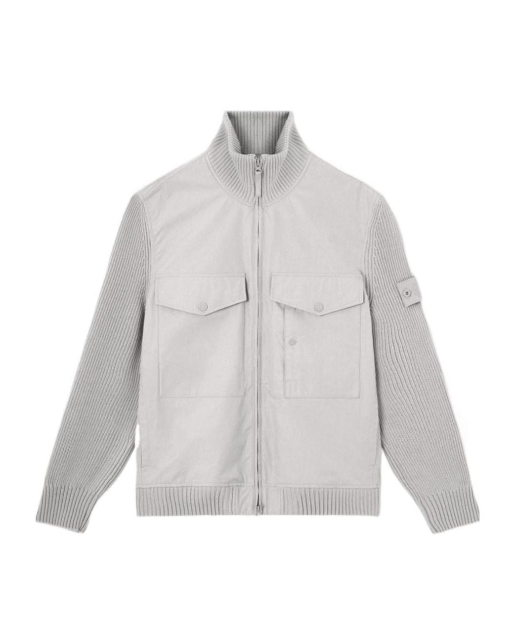 Stone Island Gray Logo-Patch Jacket for men