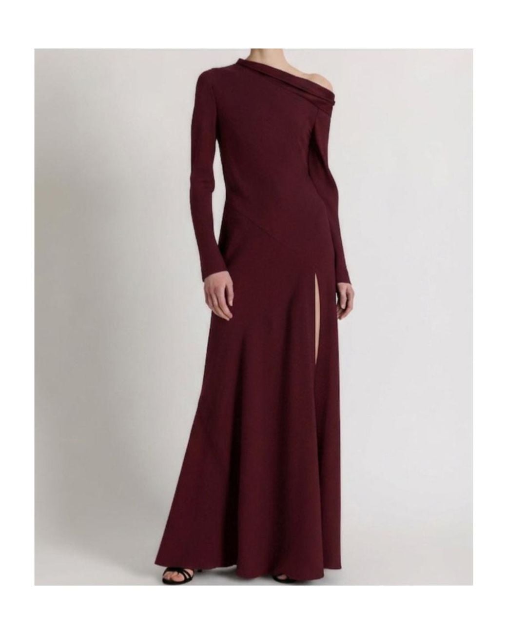 Alberta Ferretti Purple Asymmetric Satin Maxi Dress