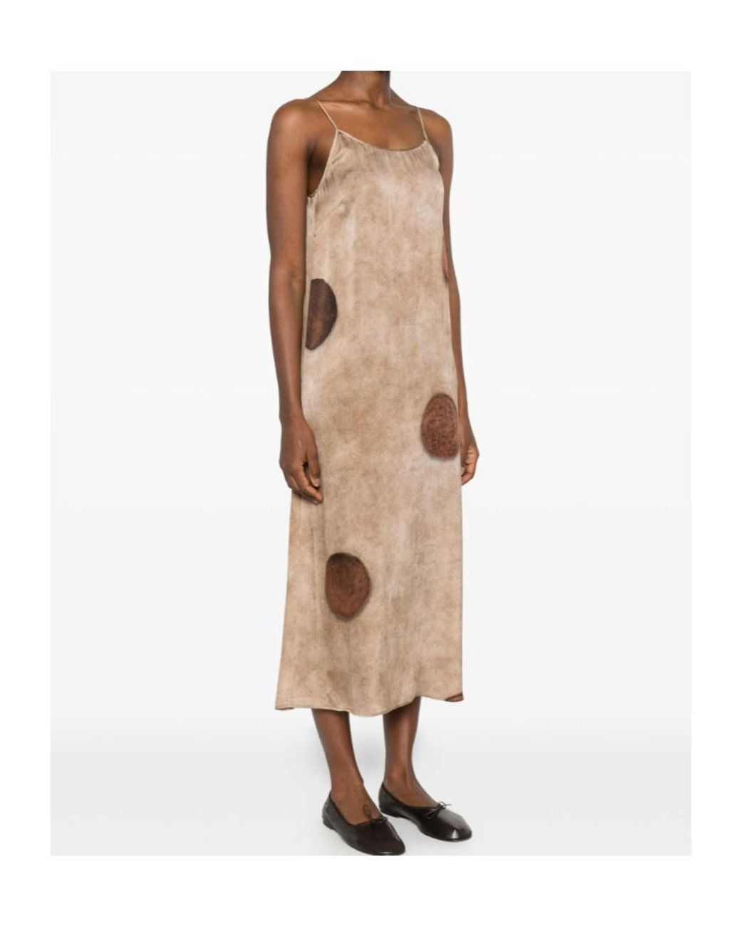 Uma Wang Natural Anaya Polka-Dot Midi Dress