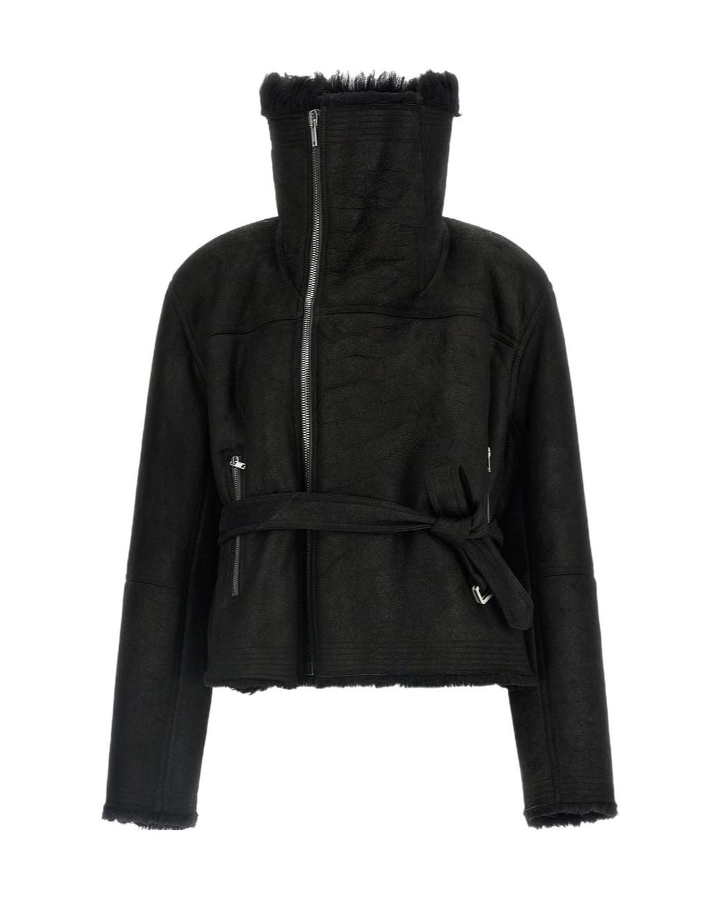 Rick Owens Black Cropped Flight Jacket