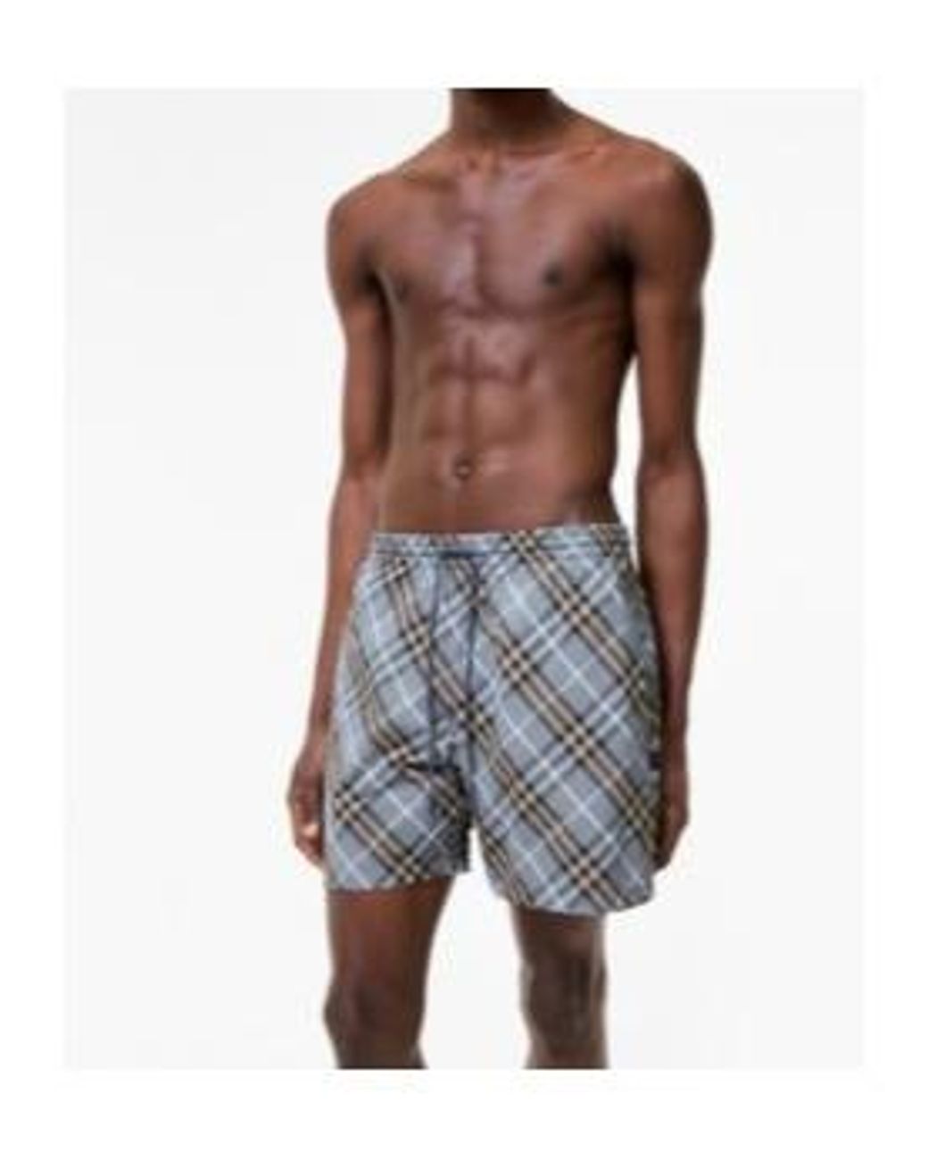 Burberry Gray Check Beach Nylon Shorts for men